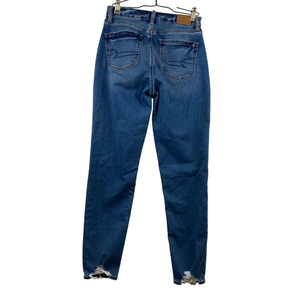 American Eagle Women's Jeans Size 00 Distressed Mom Regular Soft Stretch Denim - Picture 2 of 16